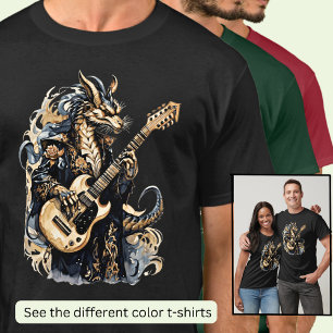 Guitar Spela Brown Blue Dragon T Shirt