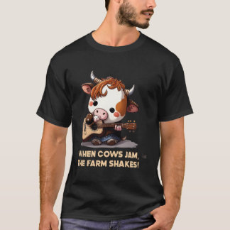 Guitar Spela Cow Kawaii Music Guitarist T Shirt