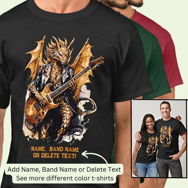 Guitar Spela Golden Winged Dragon, lägg till Band  T Shirt (Skapare uppladdad)