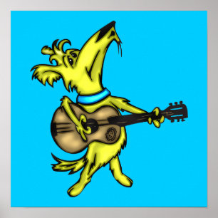 Guitar Spela upp Hund Poster