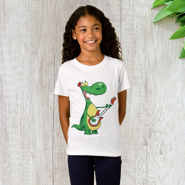 Guitar Spelande Dinosaur Girls T-Shirt (Skapare uppladdad)