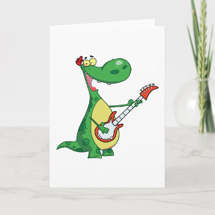 Guitar Spelande dinosaur-gratulationskort Kort