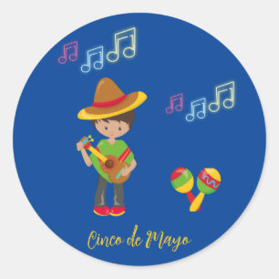 Guitar Spelande Hombre med Maracas Musik noter Runt Klistermärke
