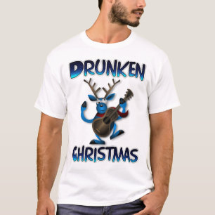 Guitar Spelar Drunken Reindeer God jul T Shirt