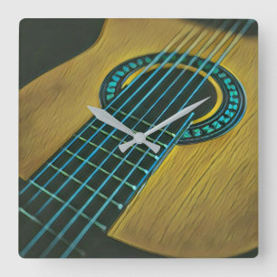 Guitar-spelare i sten fyrkantig klocka
