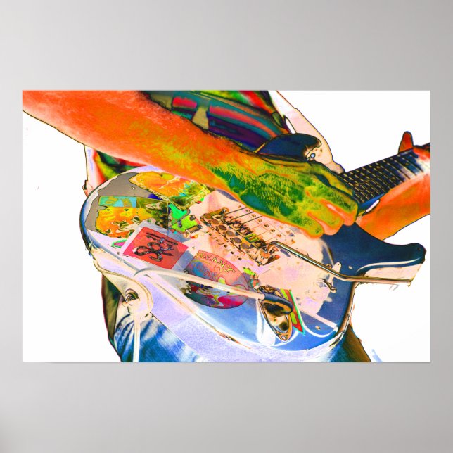 Guitar-spelare, musikdesign för psychadelic färg poster (Framsidan)