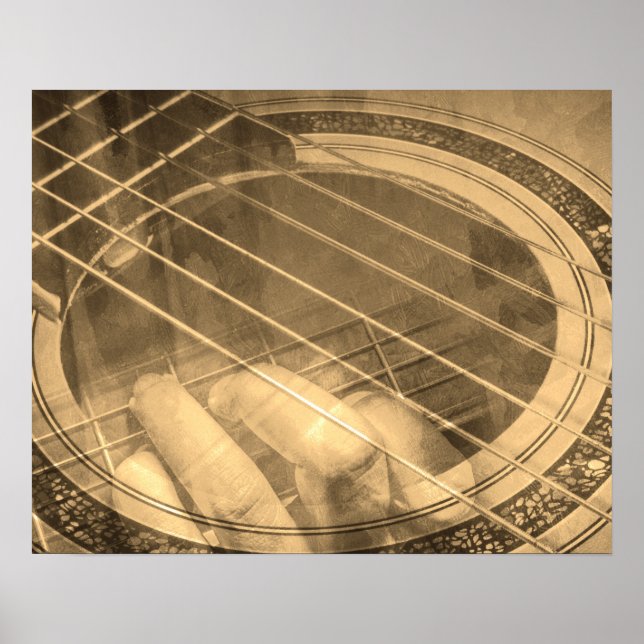 Guitar-spelarens sångerska kollage poster (Framsidan)