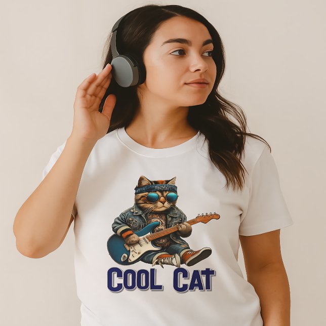 Guitar Spelkat - Coola Kattunge Vibes T Shirt (Skapare uppladdad)