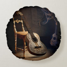 Guitar Spotlight Round Dekorativ kudde