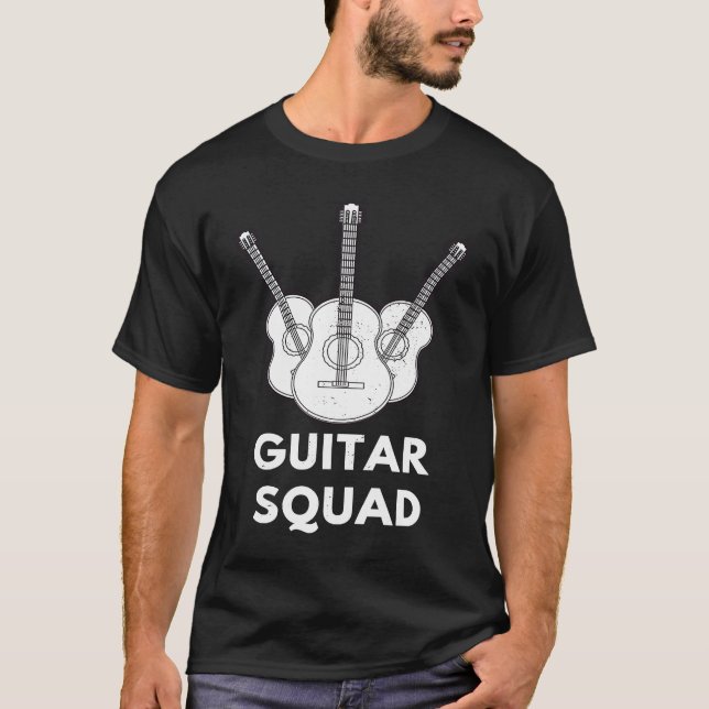 Guitar Squad Bass Guitars Guitarist Acoustic Music T Shirt (Framsida)
