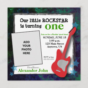 Guitar & Stars Boy's Rockstar Birthday Inbjudningar
