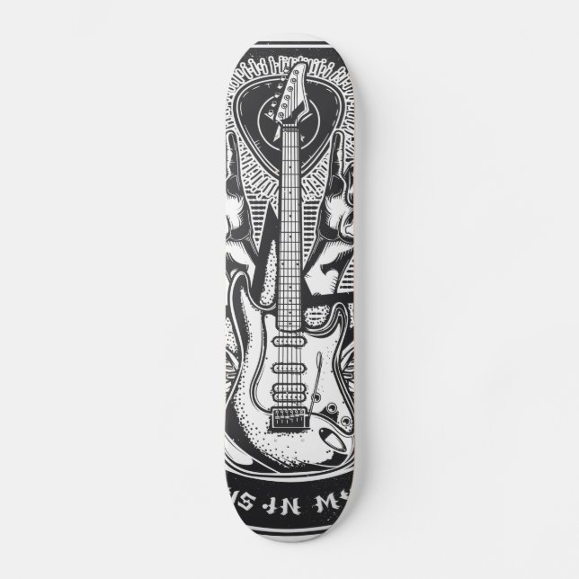 Guitar Sten-design Mini Skateboard Bräda 18,5 Cm (Framsida)