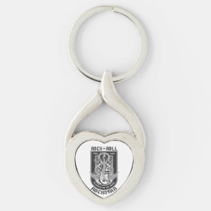 Guitar Sten-design Twisted Heart Silverfärgad Nyckelring