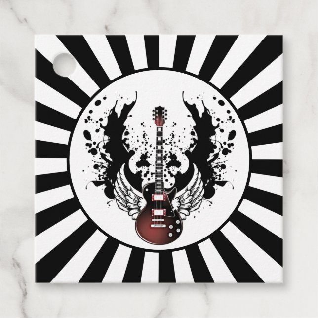 Guitar Sten & Roll Party Musician Rocker Music Gåvor Etiketter (Framsida)