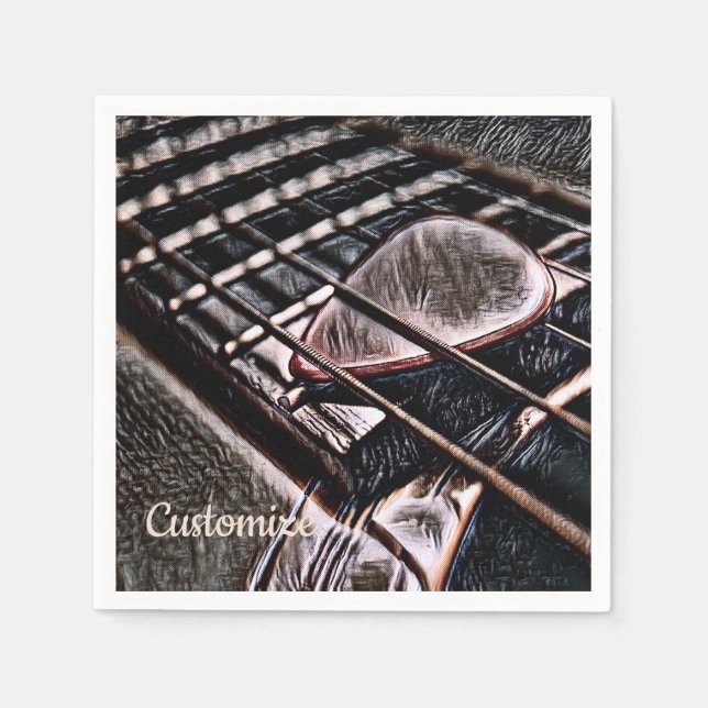 Guitar strängar i Pappra blyertservetter i läder Pappersservett (Framsidan)