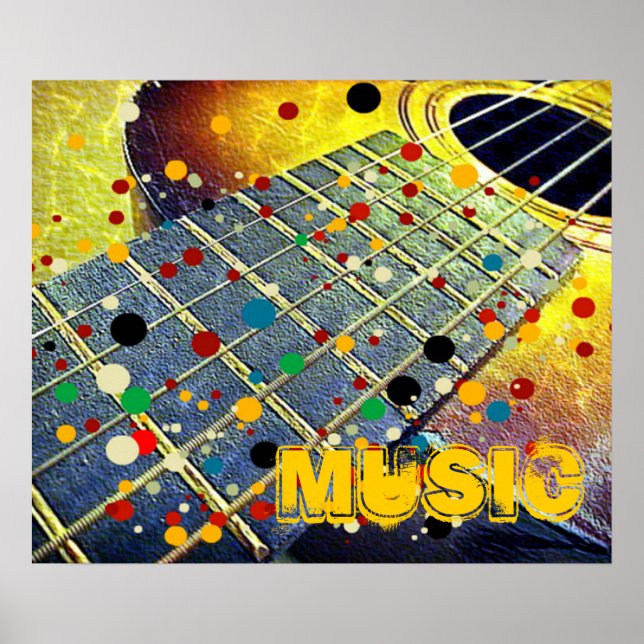 Guitar strängar, vintage för musikfärgsfärgning poster (Framsidan)