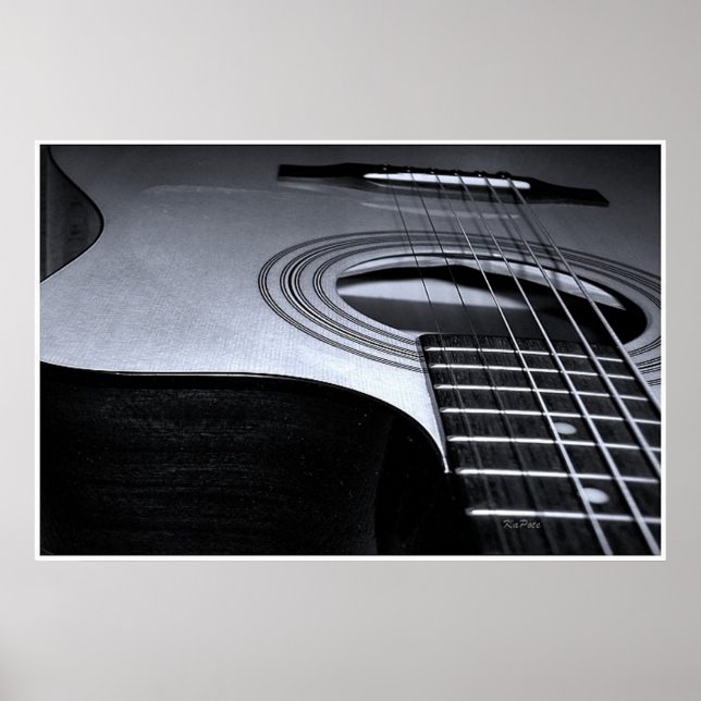 Guitar Strings Canvas BW Poster (Framsidan)