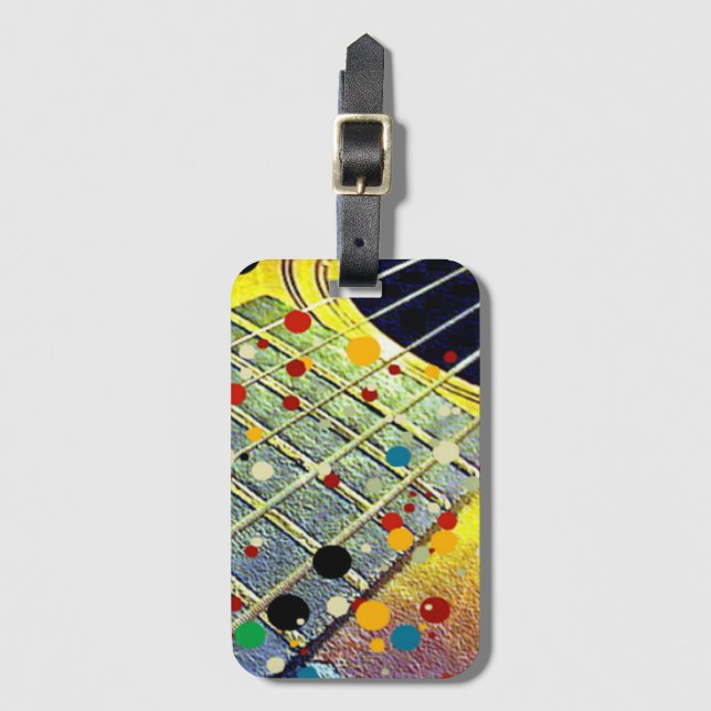 Guitar Strings Musical Watercolor Bagagebricka (Framsida vertikal)
