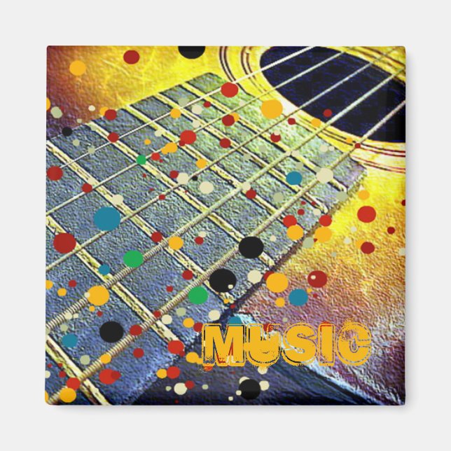 Guitar Strings Musical Watercolor Magnet (Framsidan)