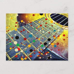 Guitar Strings Musical Watercolor Vykort