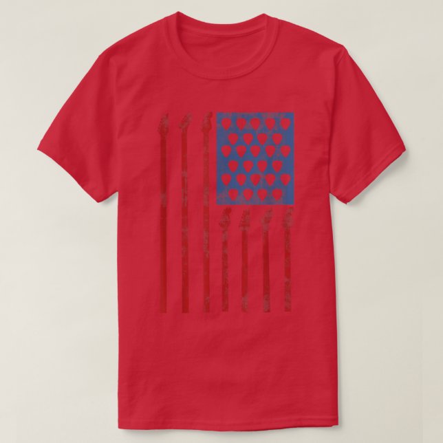 Guitar T US Flagga Sten Guitar 1444 Shirt (Design framsida)