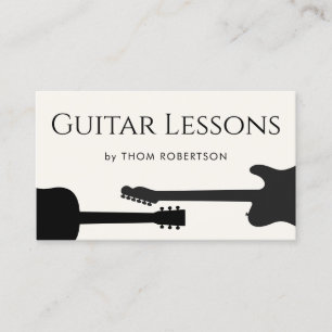 Guitar Teacher Black White Affärskort Visitkort