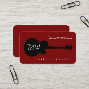 Guitar Teacher Coola Red Affärskort Visitkort