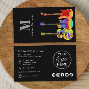 Guitar Teacher Logotyp Template Social Media Anpas Visitkort