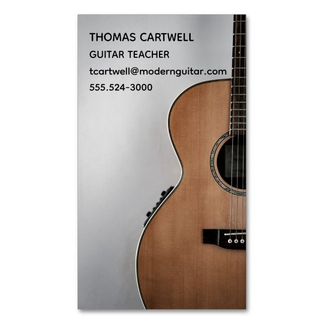Guitar Teacher Music Lessons Modern Photo Magnetiska Visitkort (Framsida vertikal)