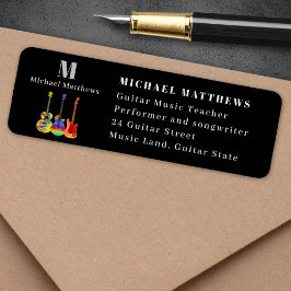 Guitar Teacher Musician Anpassningsbar Business Returadress Etikett