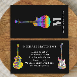 Guitar Teacher Musician Monogram Visitkort