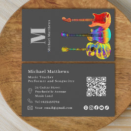 Guitar Teacher QR Code och Social Media Anpassning Visitkort
