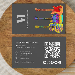 Guitar Teacher QR-kod och Social Media Visitkort