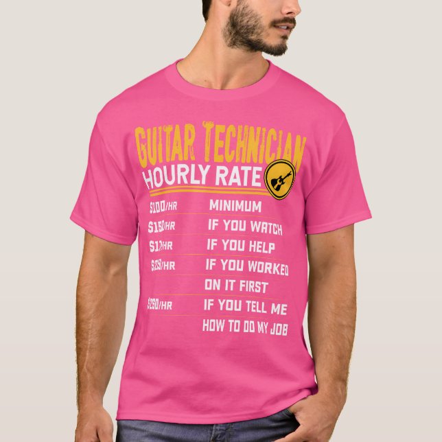 Guitar Technician Timly Rate - Funny Guitar Tech T Shirt (Framsida)