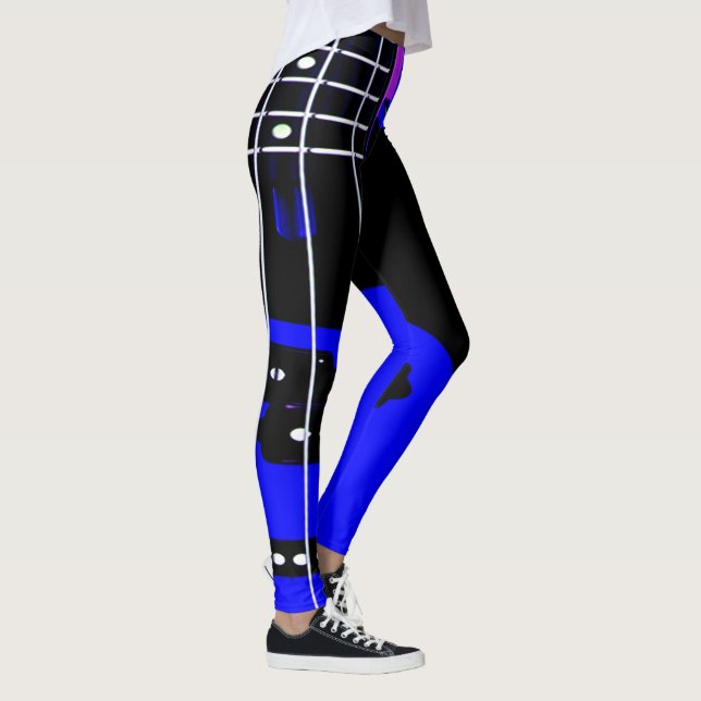 Guitar Theckings Leggings Black and Blue (Höger)