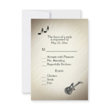 Guitar Theme Antik Guld RSVP med menyval