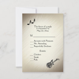Guitar Theme Antik Guld RSVP med menyval OSA Kort