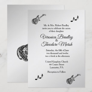 Guitar Theme Wedding bjudande 5,5 x 7,5 tum Inbjudningar