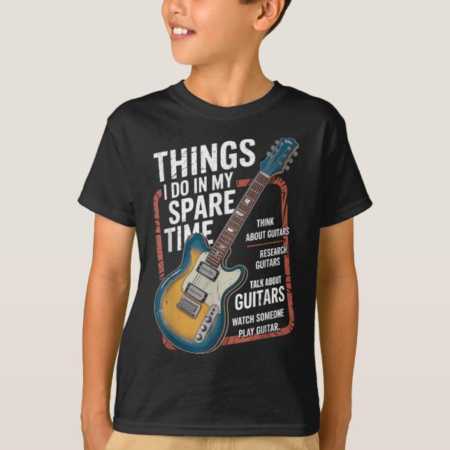 Guitar Things I Do In My Spare Time Funny Guitaris T Shirt (Framsida)