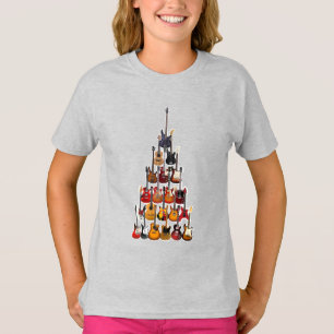 Guitar Träd Julljus Rock musik T Shirt