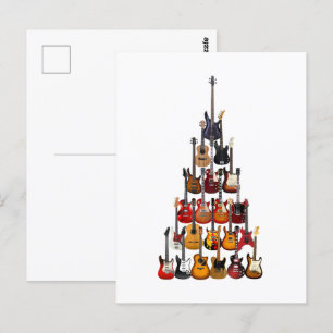 Guitar Träd Julljus Rock musik Vykort