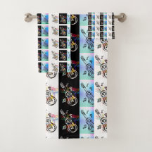 "Guitar Trilogy" Bathroom Towel Set, anpassad desi