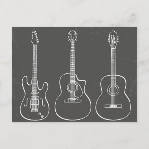 Guitar trio retro grunge-musik vykort