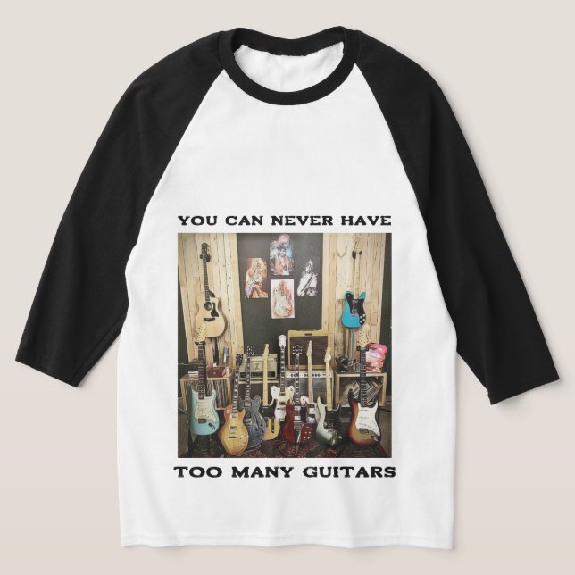 Guitar tshirt Du kan aldrig ha för många gitarrer T Shirt (Laydown)