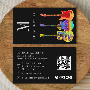 Guitar Tutor Musician Anpassningsbar QR Code Socia Visitkort