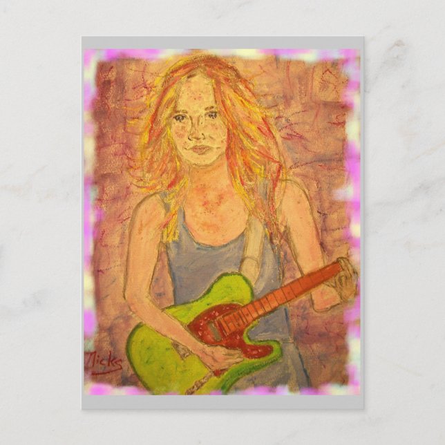 Guitar Twang Girl Vykort (Framsida)