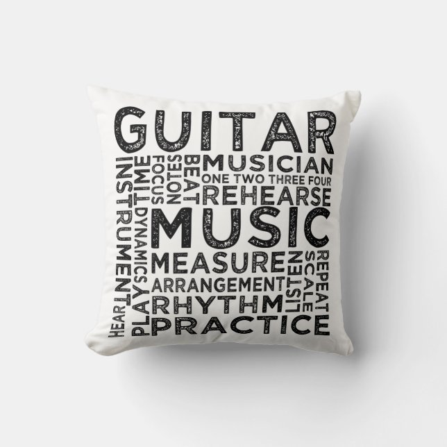 Guitar Typography Kudde (Framsida)