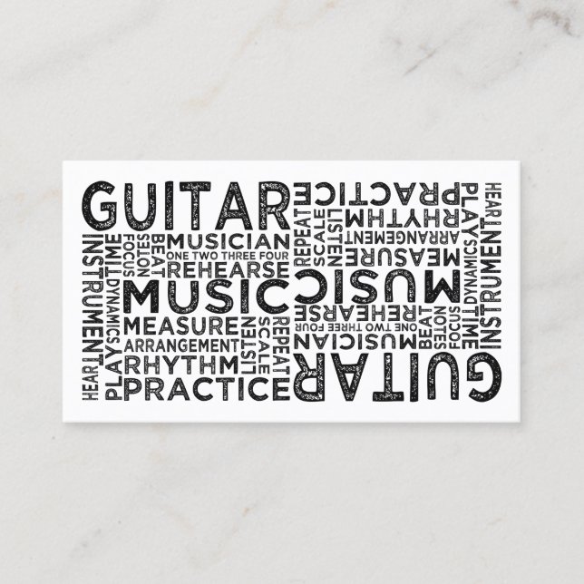 Guitar Typography Visitkort (Framsida)