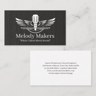 Guitar Vingar Logotyp Musik Visitkort
