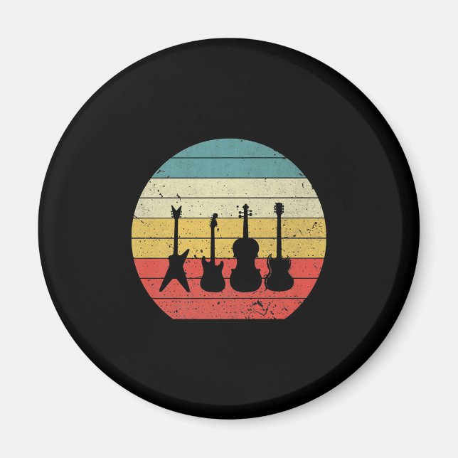 Guitar Vintage Retro Sunset Guitar Music Gift Magnet (Framsidan)